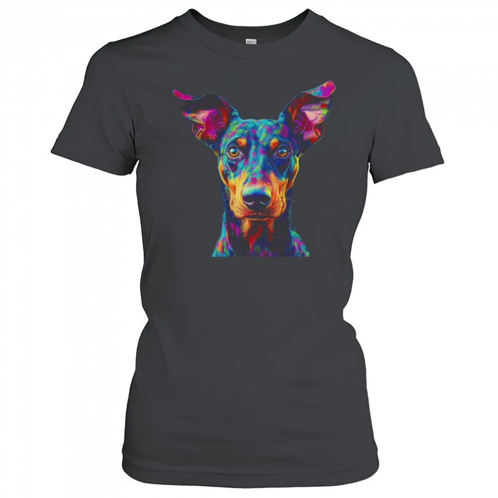Doberman Dog Colorful Face Dog Lover Men Women shirt Women's T-shirt