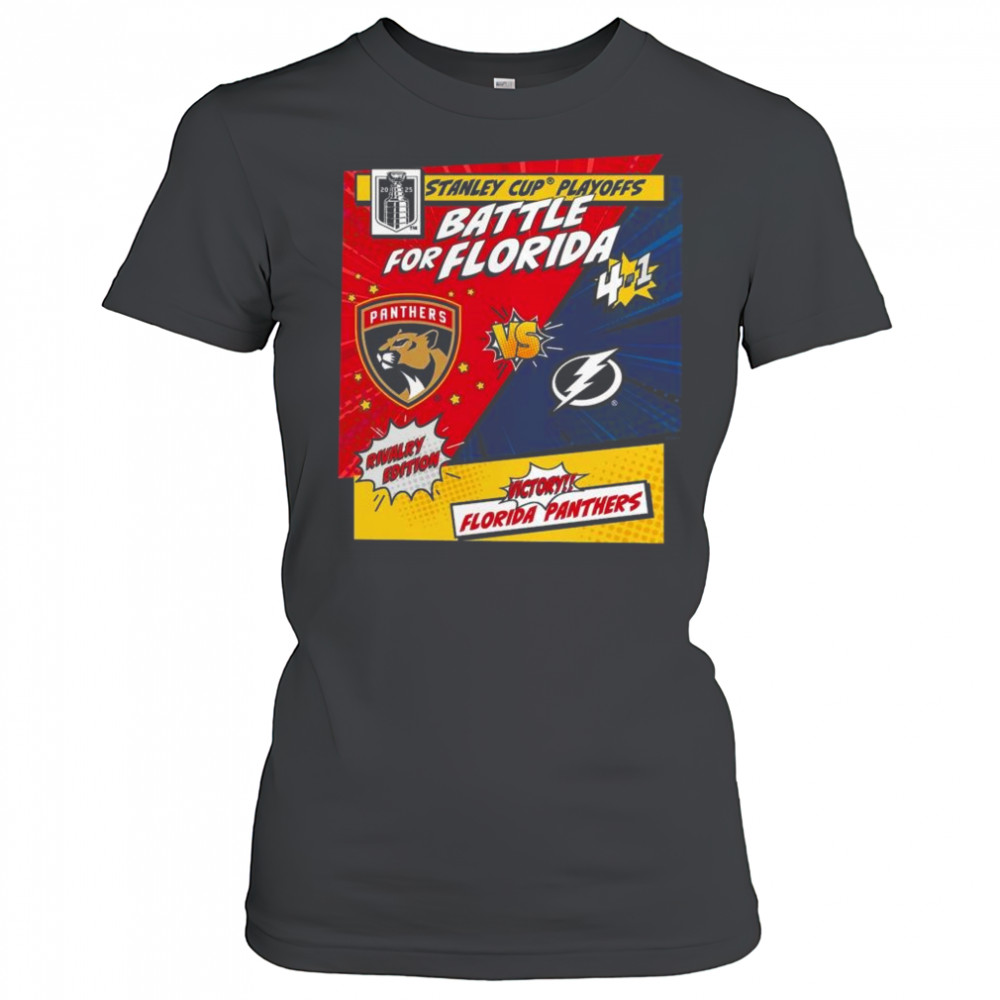 Florida Panthers vs. Tampa Bay Lightning 2025 Stanley Cup Playoffs Rivalry Comic Pop Shirt Women's T-shirt