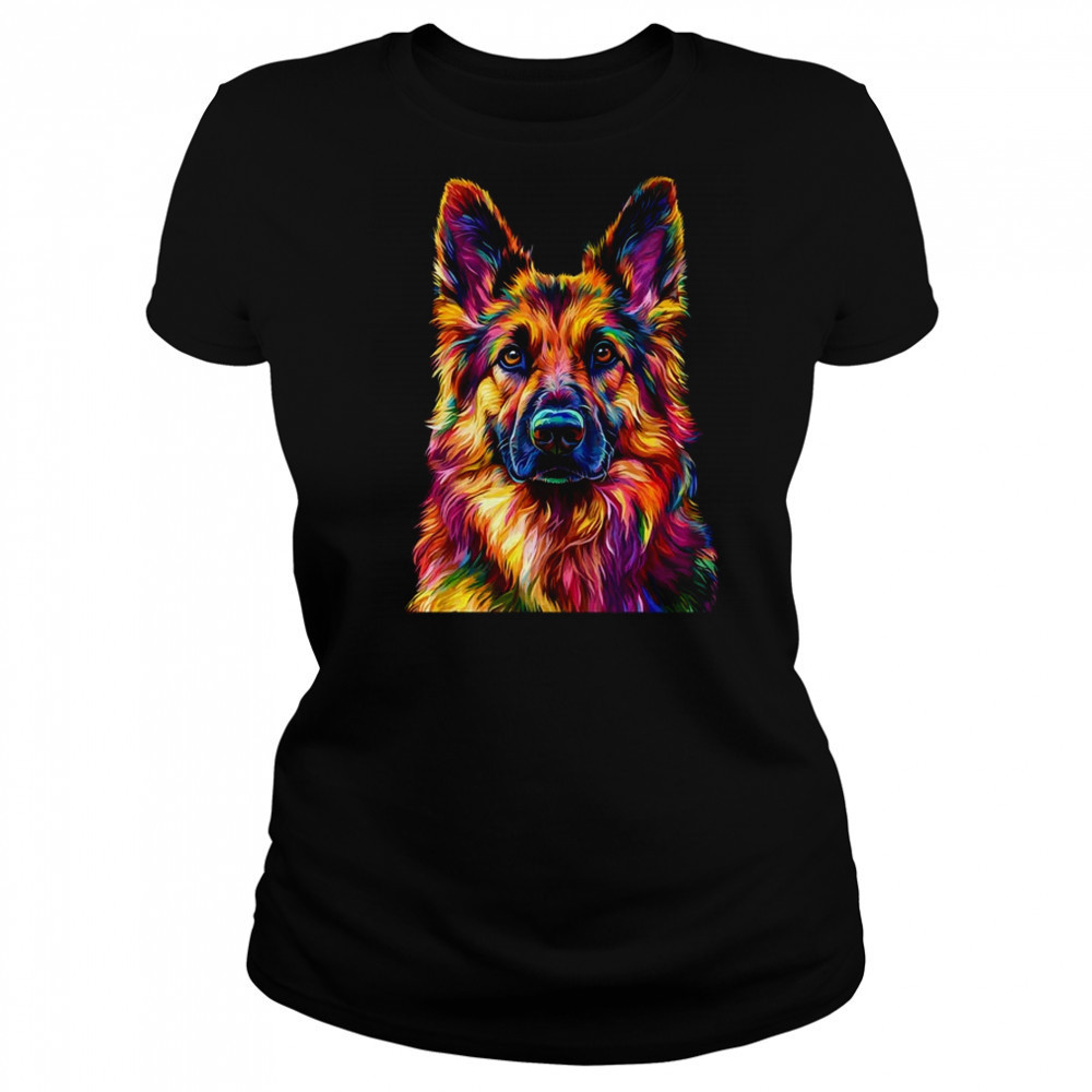German Shepherd Dog Colorful Face Dog Lover Men Women shirt Women's T-shirt