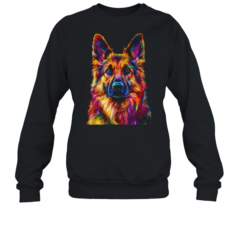 German Shepherd Dog Colorful Face Dog Lover Men Women shirt Sweatshirt