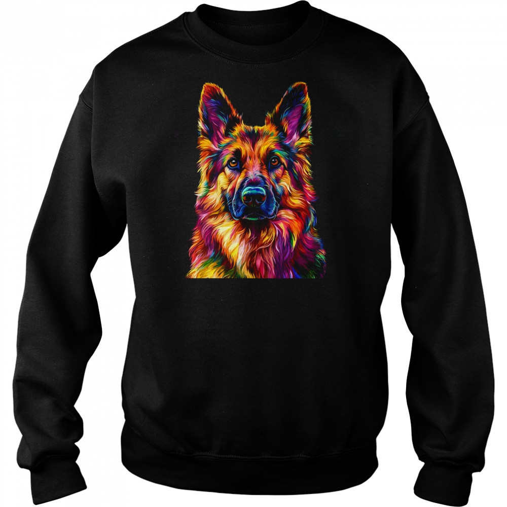 German Shepherd Dog Colorful Face Dog Lover Men Women shirt Hoodie