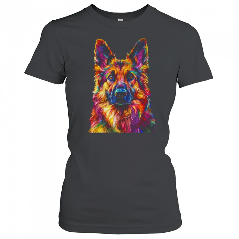 German Shepherd Dog Colorful Face Dog Lover Men Women shirt Women's T-shirt