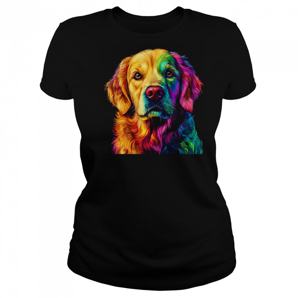 Golden Retriever Dog Colorful Face Dog Lover Men Women shirt Women's T-shirt