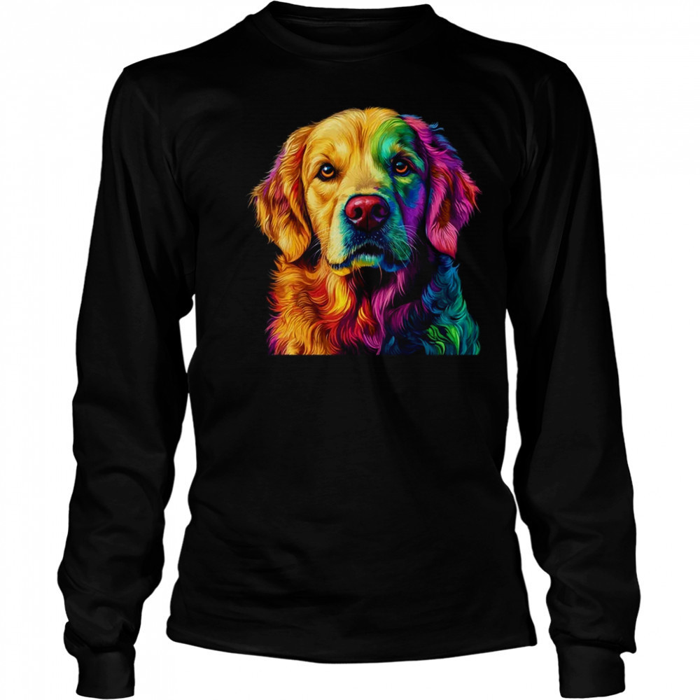 Golden Retriever Dog Colorful Face Dog Lover Men Women shirt Long Sleeved