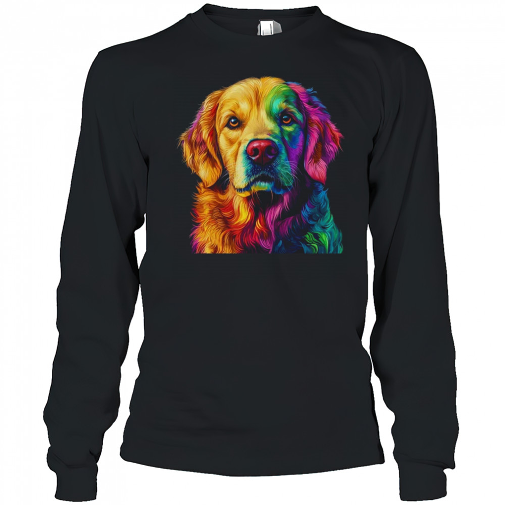 Golden Retriever Dog Colorful Face Dog Lover Men Women shirt Long Sleeved