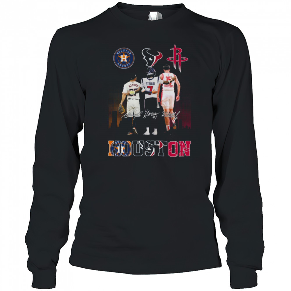 Houston Astros x Houston Texans x Houston Rockets Signature Unisex T Shirt Long Sleeved