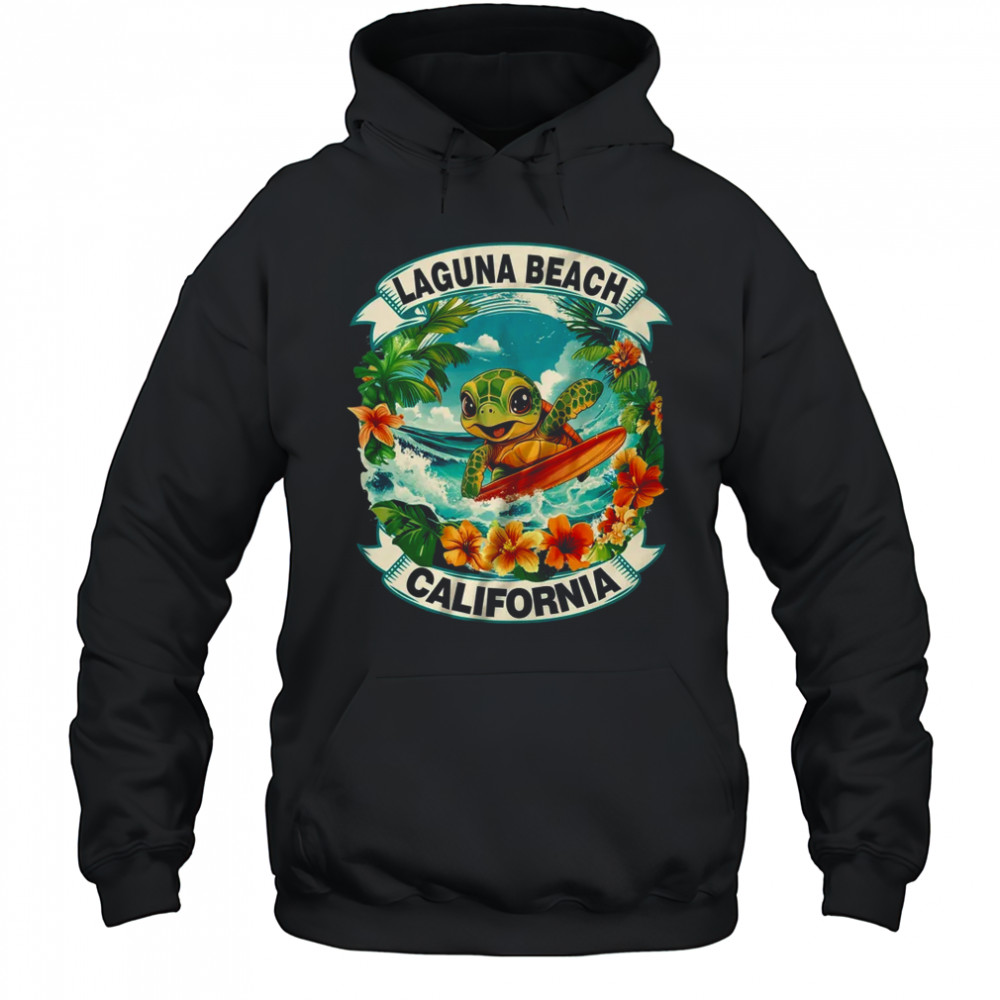 Laguna Beach California Cute Sea Turtle Surfing Summer Vacation shirt Hoodie