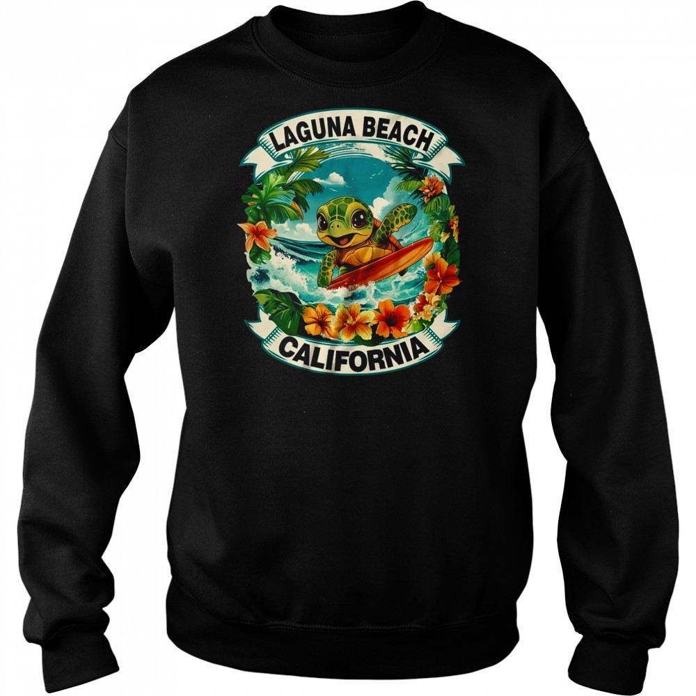 Laguna Beach California Cute Sea Turtle Surfing Summer Vacation shirt Hoodie