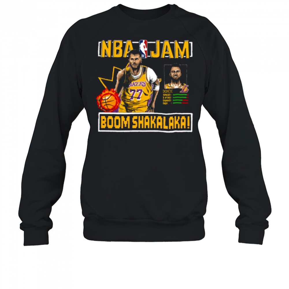 Luka Doncic Los Angeles Lakers Homage NBA Jam Tri Blend Unisex T Shirt Sweatshirt