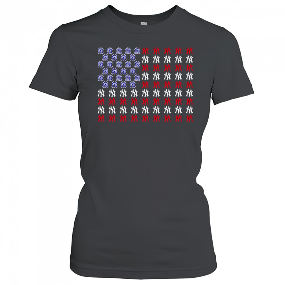 Memorial Day and the 4th of July American flag New York Yankees logo shirt Women's T-shirt