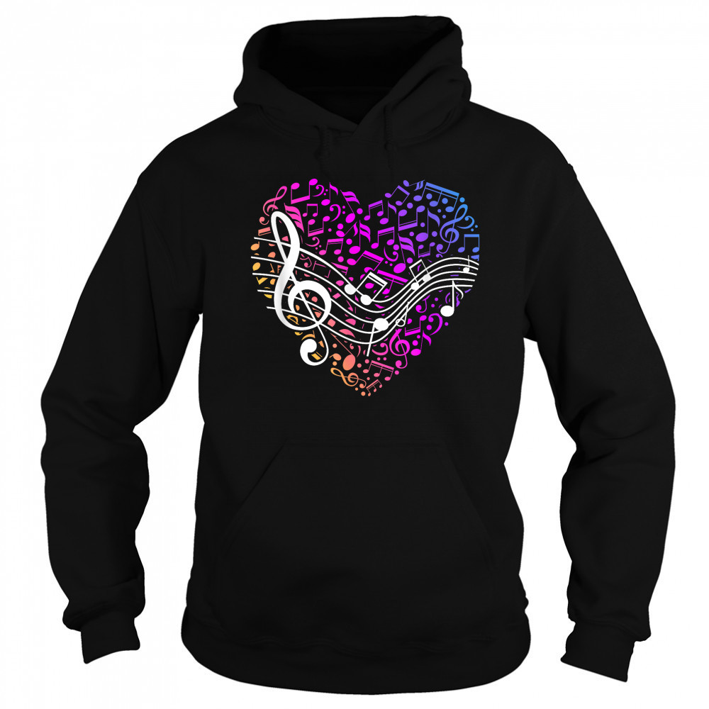 Musical Notes Heart Treble Clef Music T-Shirt Sweatshirt