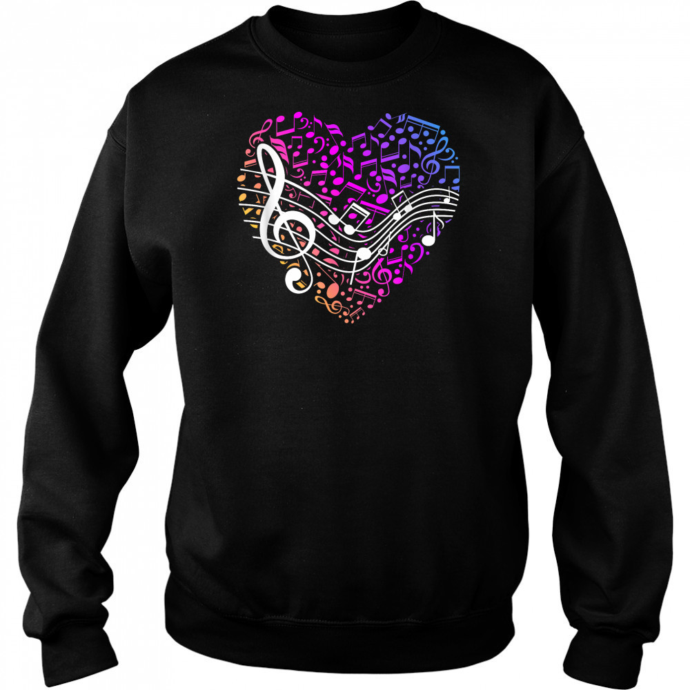 Musical Notes Heart Treble Clef Music T-Shirt Hoodie