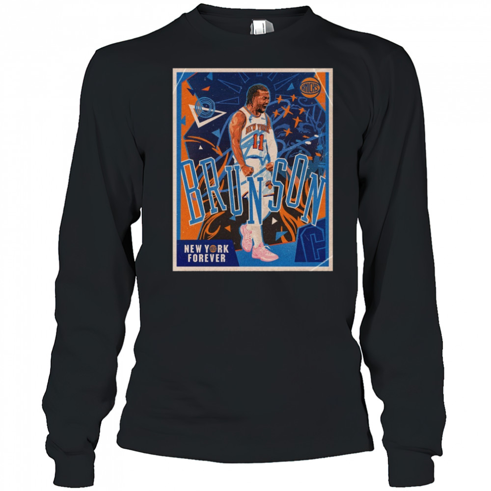 New York Knicks Jalen Brunson New York Forever Retro Vintage Poster t-shirt Long Sleeved