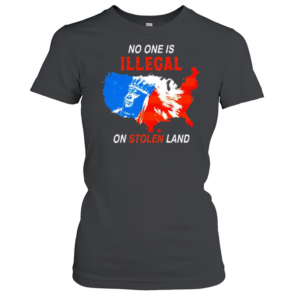 No One Is Illegal On Stolen Land map usa shirt Women's T-shirt