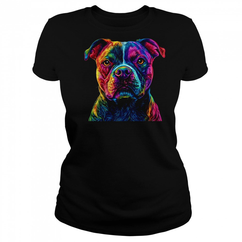 Pitbull Dog Colorful Face Dog Lover Men Women shirt Women's T-shirt