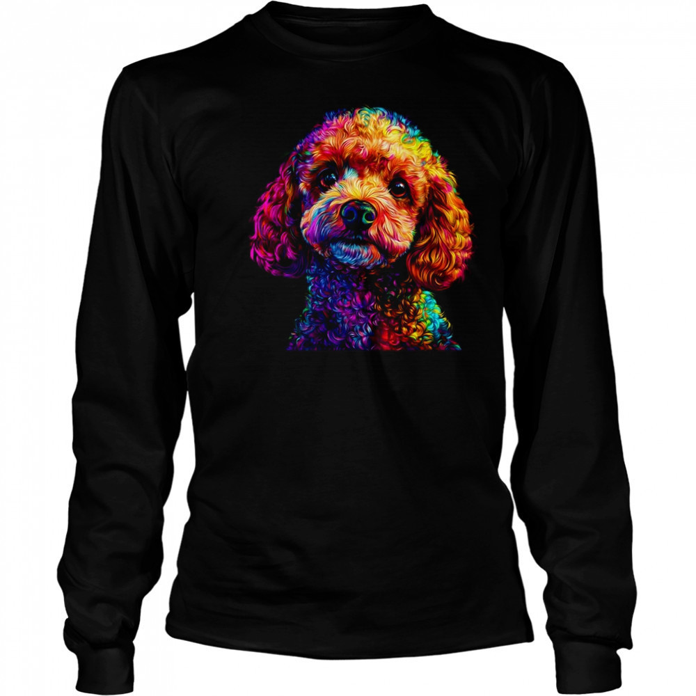 Poodle Dog Colorful Face Dog Lover Men Women shirt Long Sleeved