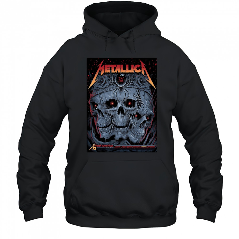 Poster Metallica North American Tour Syracuse Toronto Nashville Blacksburg Columbus Philadelphia 2025 t-shirt Hoodie