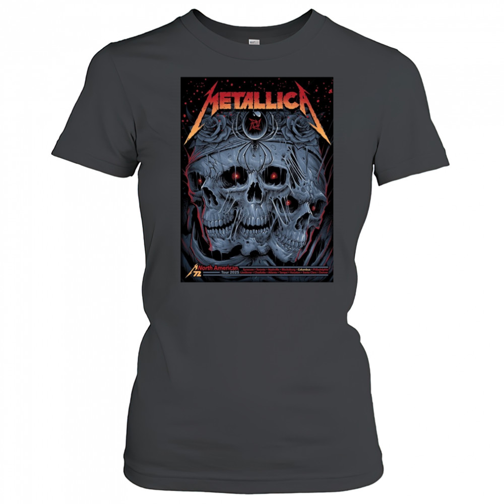 Poster Metallica North American Tour Syracuse Toronto Nashville Blacksburg Columbus Philadelphia 2025 t-shirt Women's T-shirt