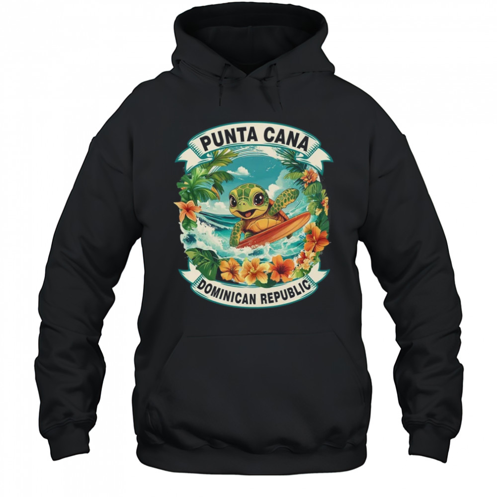 Punta Cana Dominican Republic Cute Sea Turtle Surfing Summer Vacation shirt Hoodie