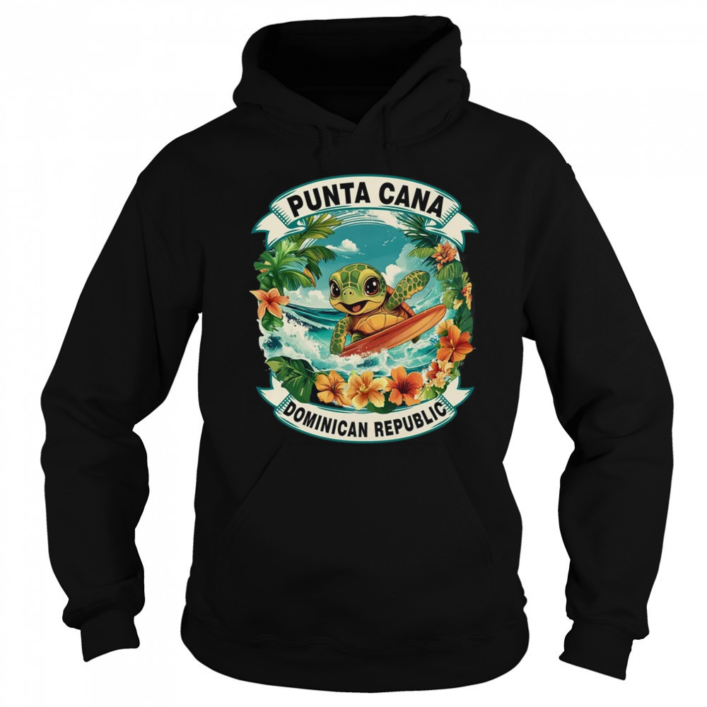 Punta Cana Dominican Republic Cute Sea Turtle Surfing Summer Vacation shirt Sweatshirt