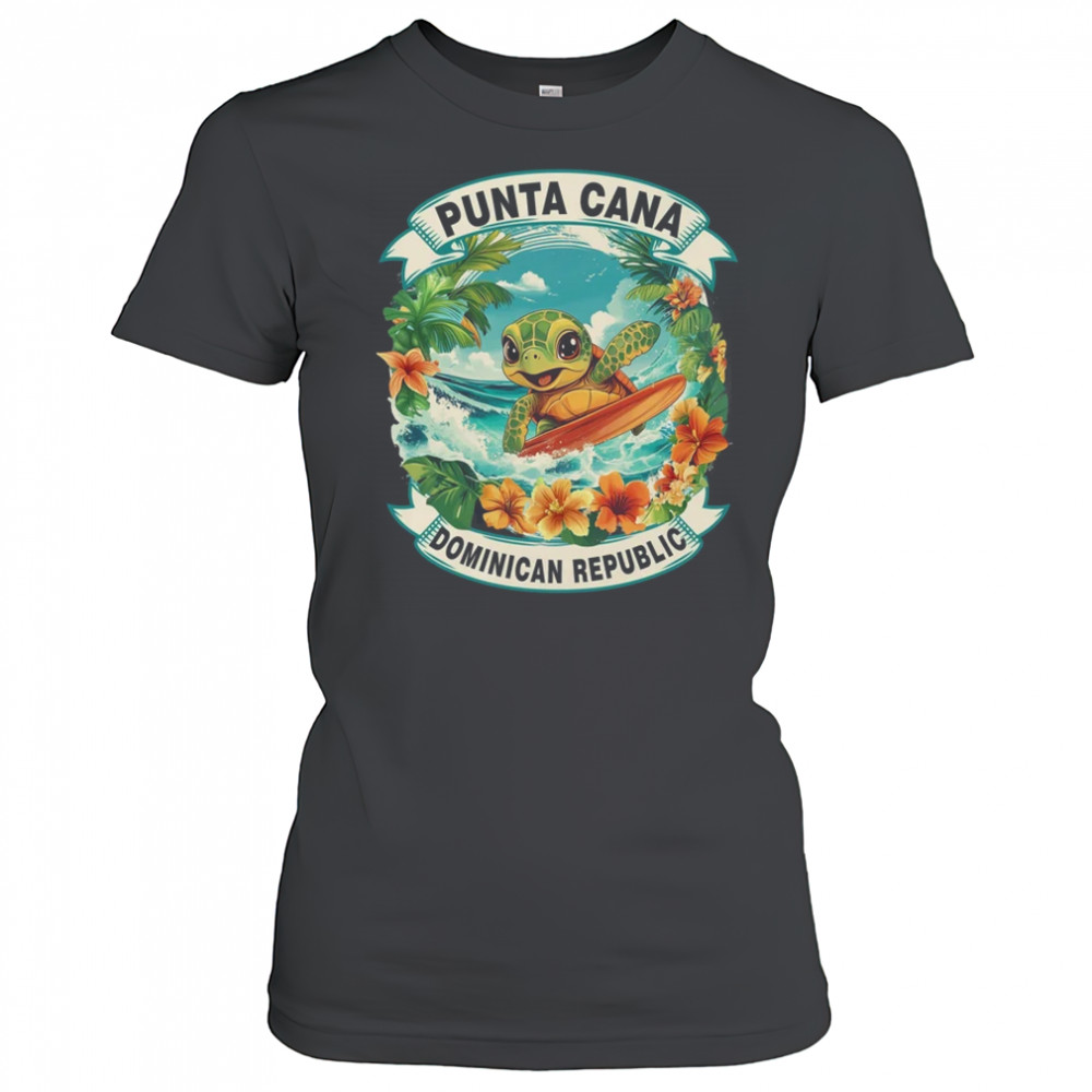Punta Cana Dominican Republic Cute Sea Turtle Surfing Summer Vacation shirt Women's T-shirt