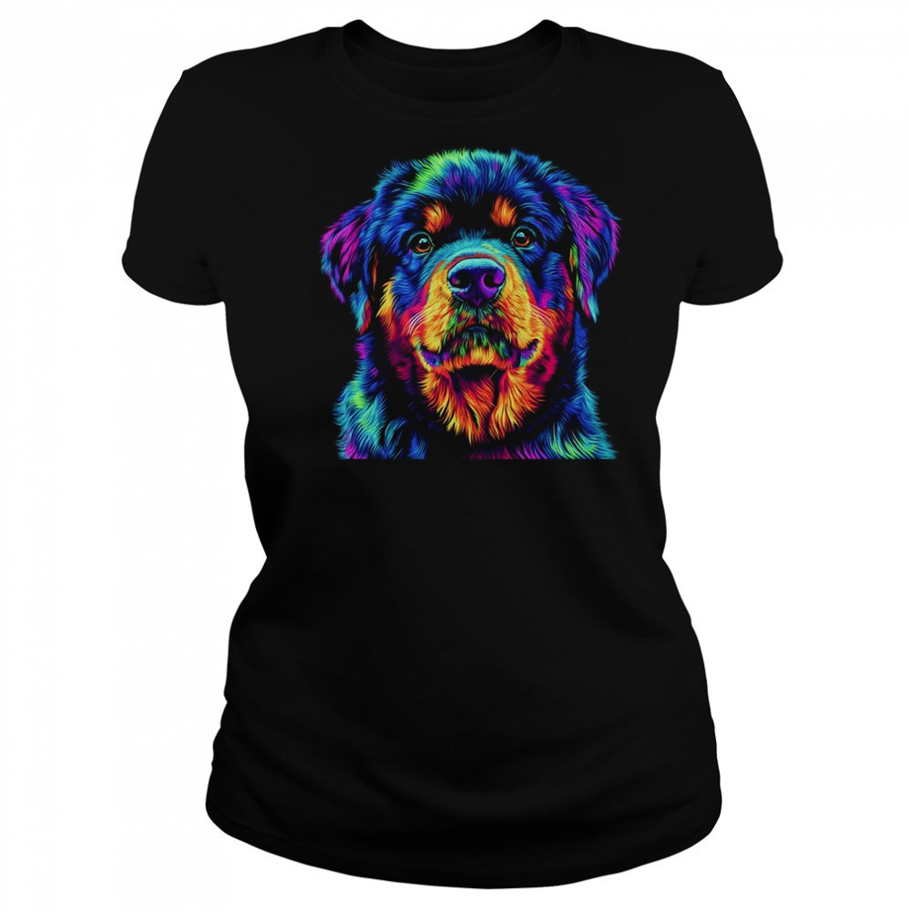 Rottweiler Dog Colorful Face Dog Lover Men Women shirt Women's T-shirt