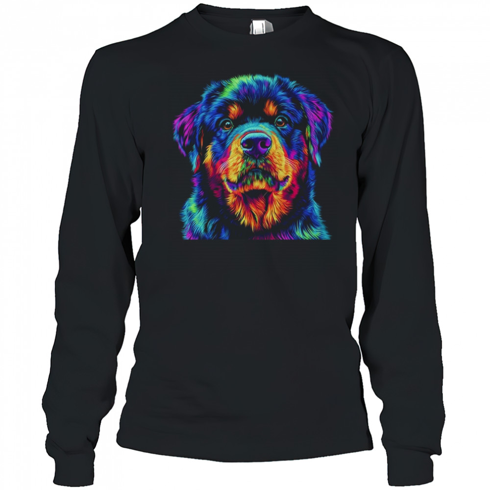 Rottweiler Dog Colorful Face Dog Lover Men Women shirt Long Sleeved