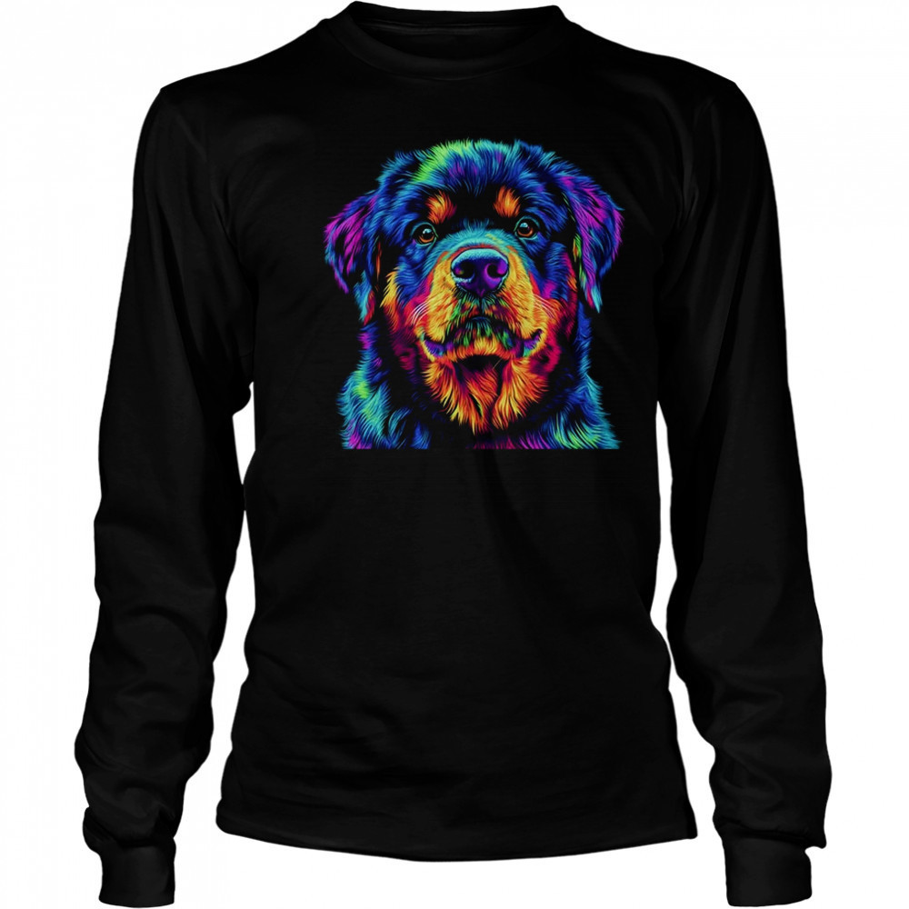 Rottweiler Dog Colorful Face Dog Lover Men Women shirt Long Sleeved