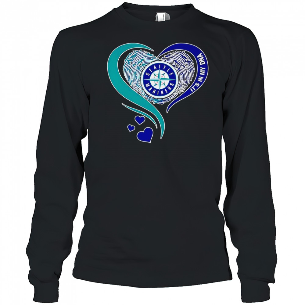 Seattle Mariners Baseball It’s In My DNA Heart T-Shirt Long Sleeved