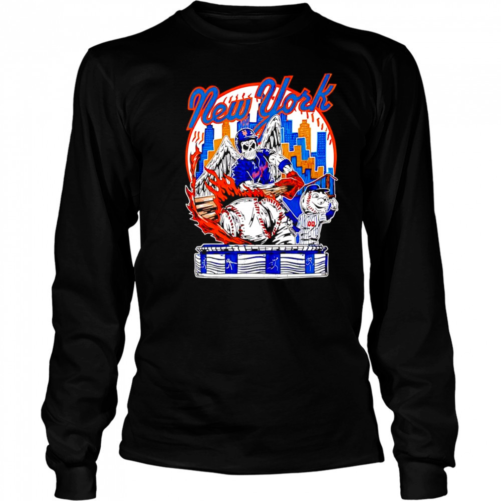 Skeleton New York Knicks baseball skyline shirt Long Sleeved