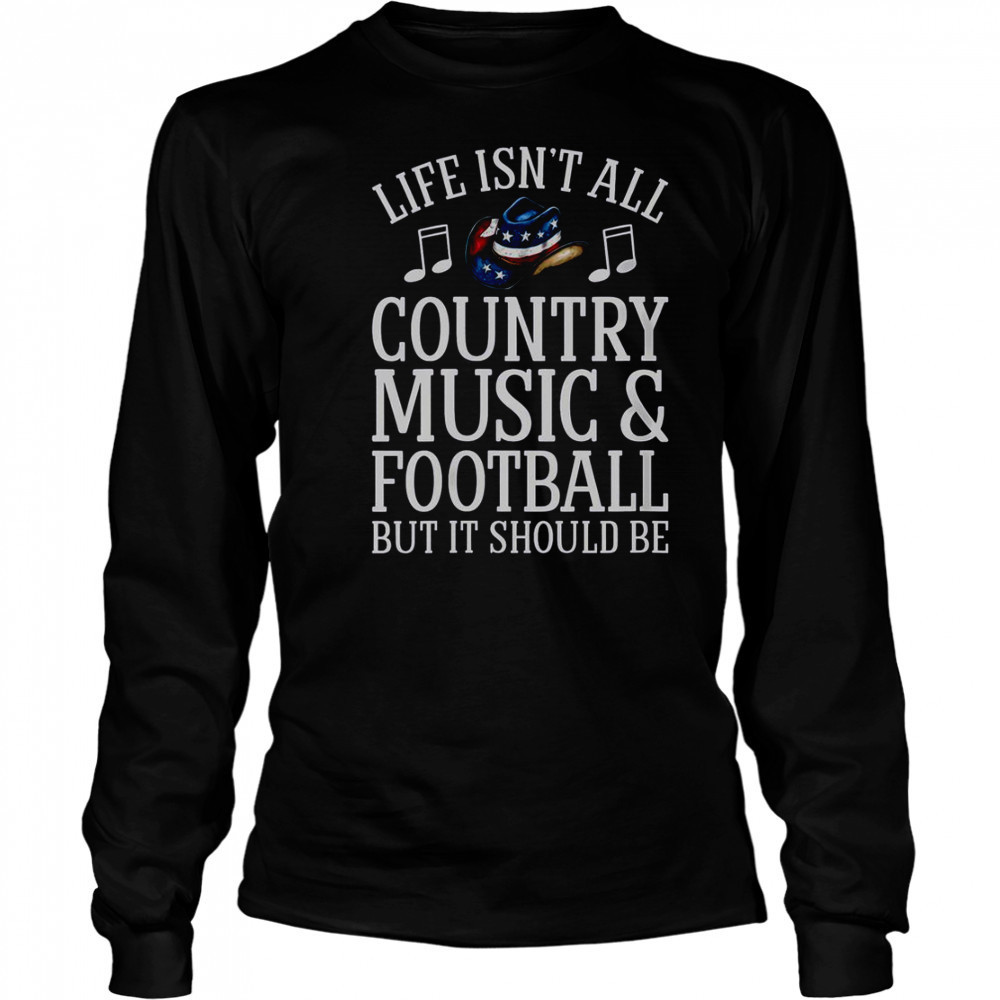 Womens Country Music And Football Funny Country Music T-Shirt Long Sleeved
