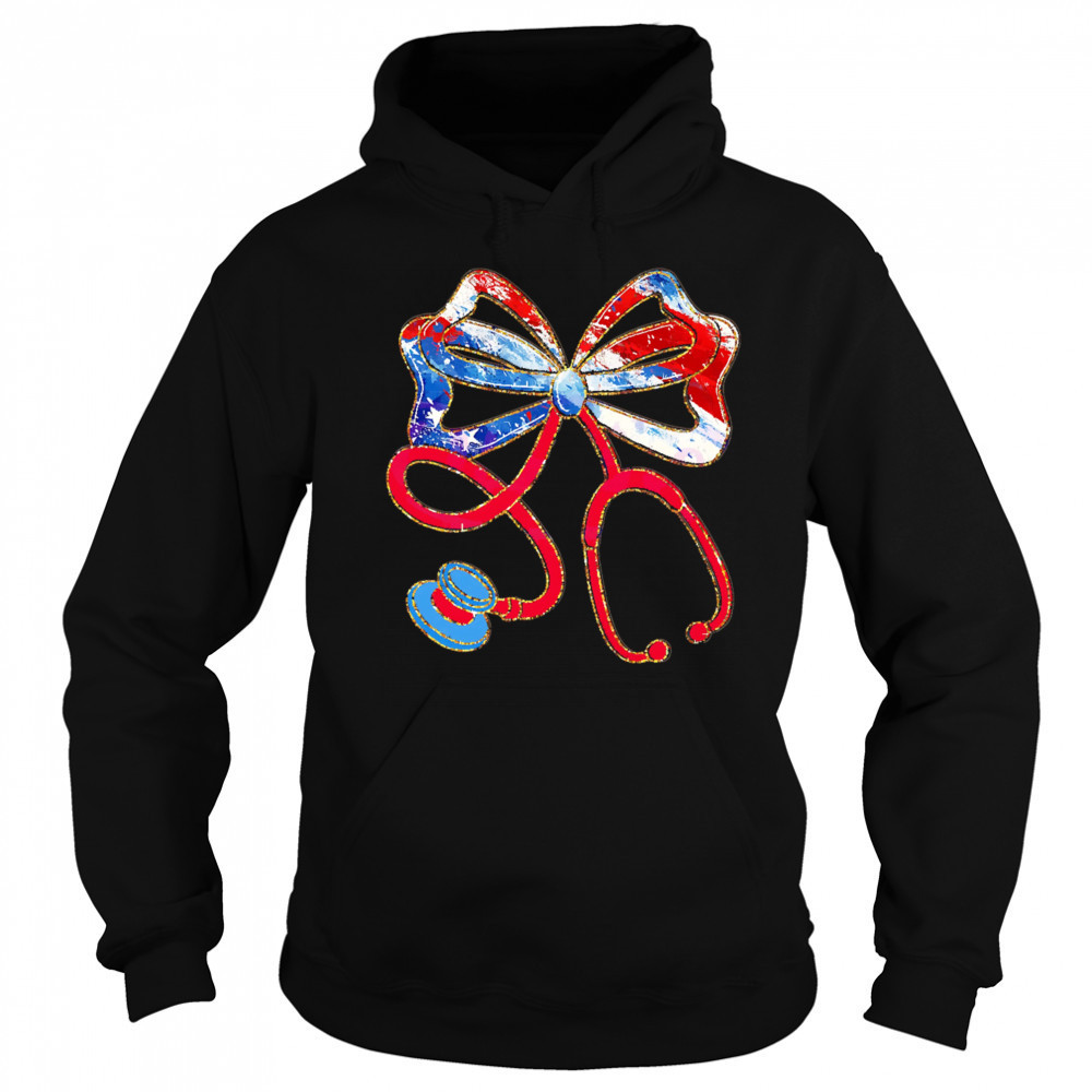 Patriotic Nurse Bow Stethoscope shirt Sweatshirt