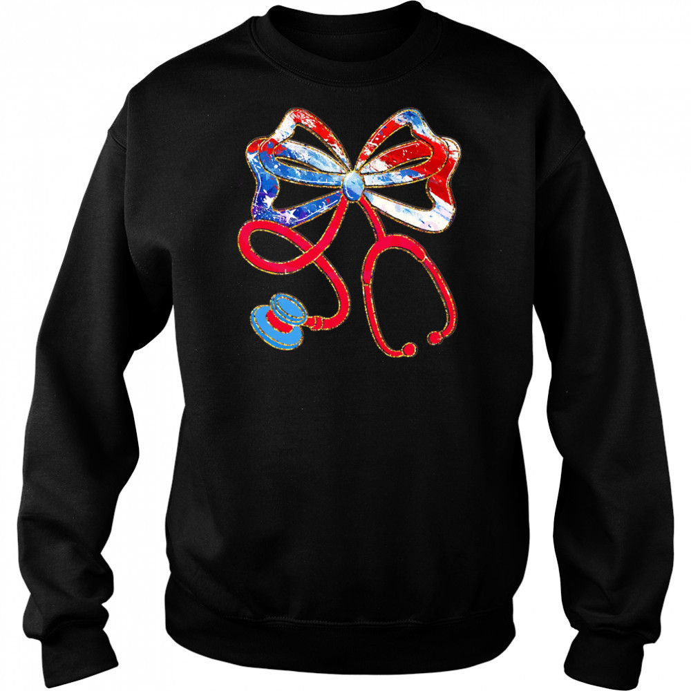 Patriotic Nurse Bow Stethoscope shirt Hoodie