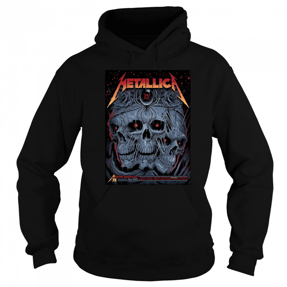 Poster Metallica North American Tour Syracuse Toronto Nashville Blacksburg Columbus Philadelphia 2025 t-shirt Sweatshirt