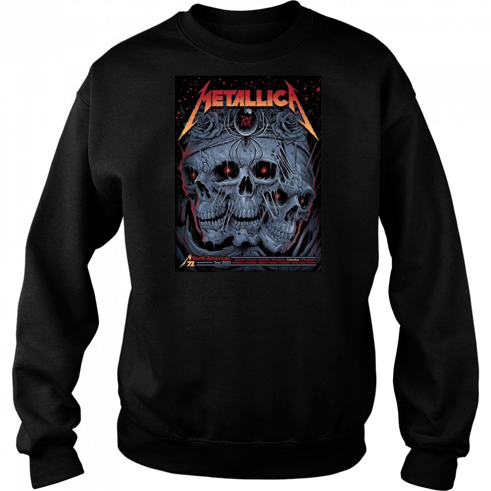 Poster Metallica North American Tour Syracuse Toronto Nashville Blacksburg Columbus Philadelphia 2025 t-shirt Hoodie