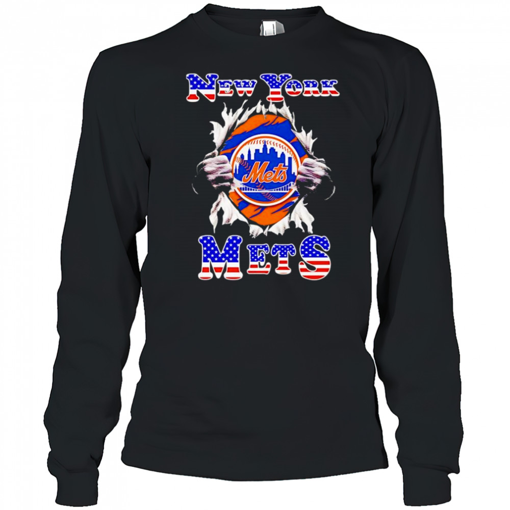 American flag New York Mets inside me shirt Long Sleeved