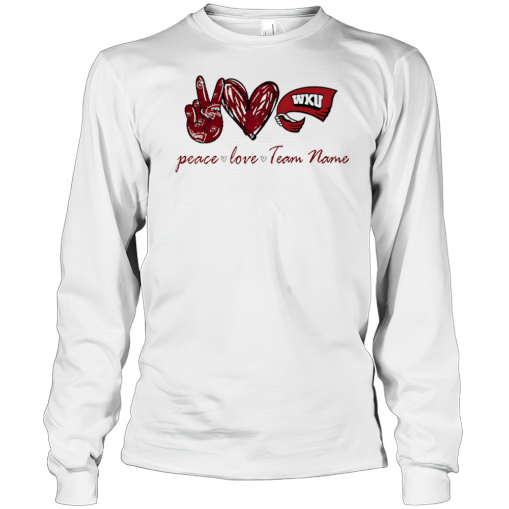 Custom western Kentucky hilltoppers peace love shirt Long Sleeved