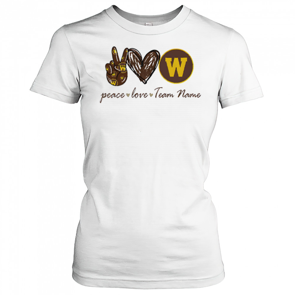 Customized western Michigan broncos peace love shirt Women's T-shirt
