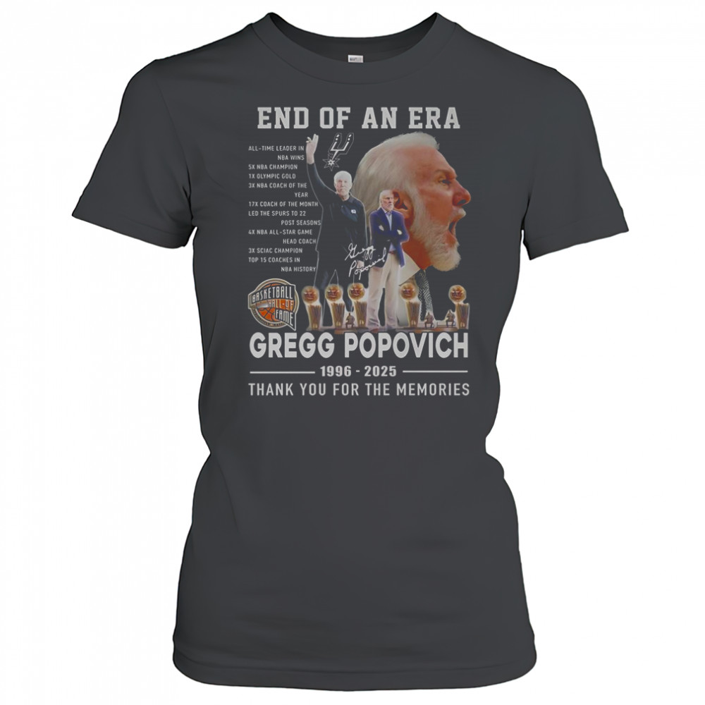 End Of An Era Gregg Popovich 1996-2025 Thank You For The Memories T-Shirt Women's T-shirt