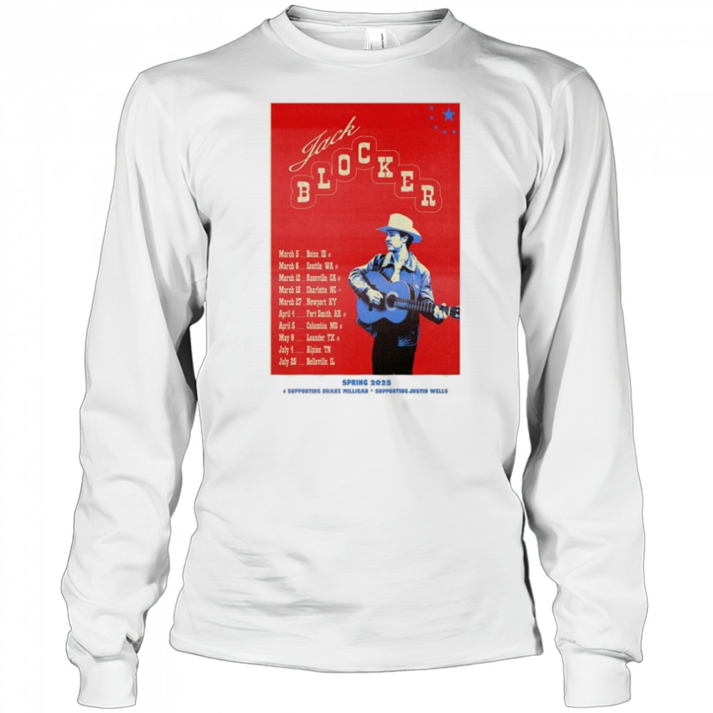 Jack Blocker Spring 2025 Tour Supporting Drake Milligan Supporting Justin T-shirt Long Sleeved