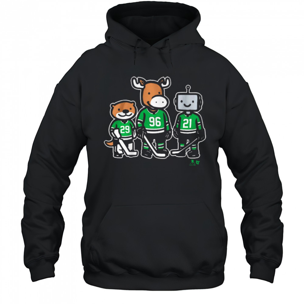 Jake Oettinger, Mikko Rantanen And Jason Robertson Otter, Moose And Robo Guys Dallas Stars t-shirt Hoodie
