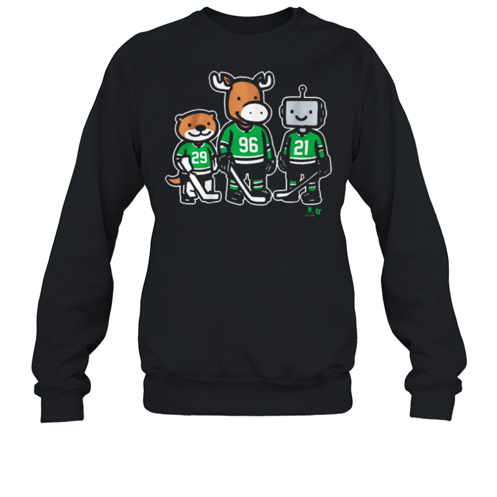 Jake Oettinger, Mikko Rantanen And Jason Robertson Otter, Moose And Robo Guys Dallas Stars t-shirt Sweatshirt