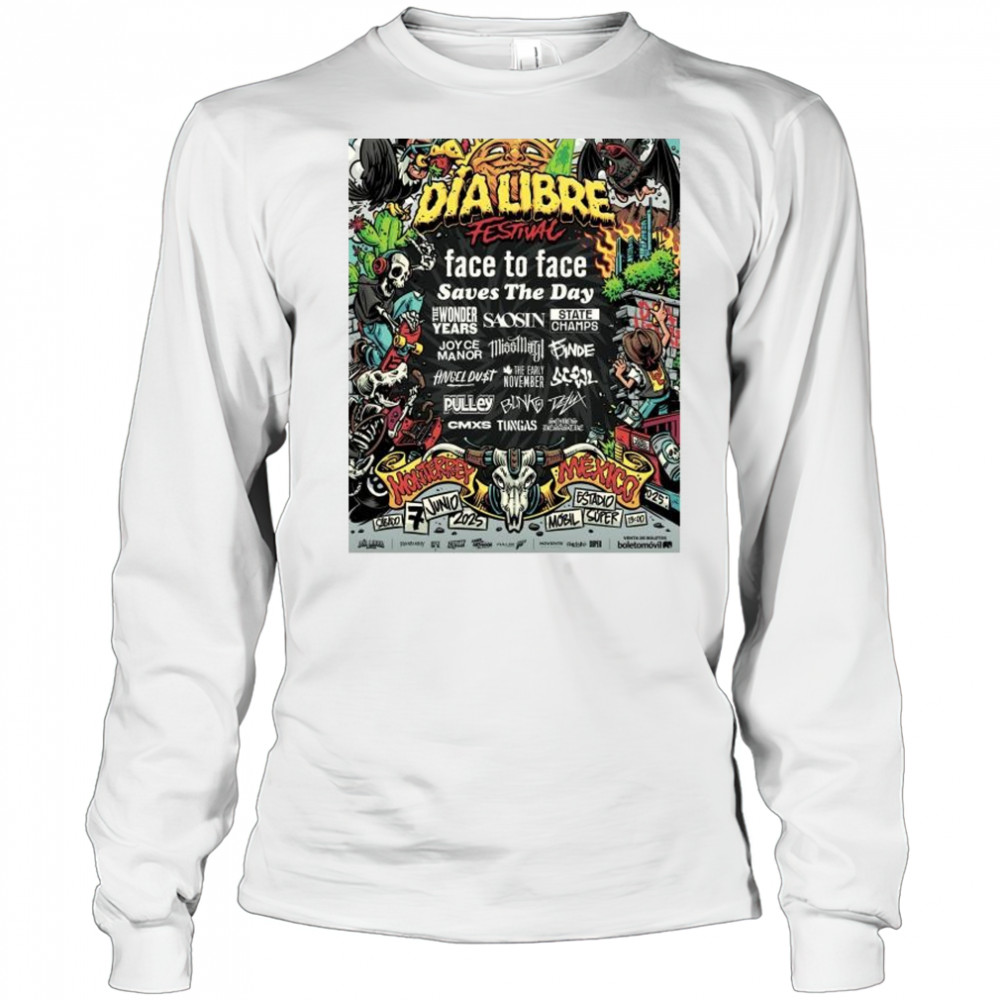Joyce Manor Dialibre Festival Face To Face Saves The Day 2025 Mexico t-shirt Long Sleeved