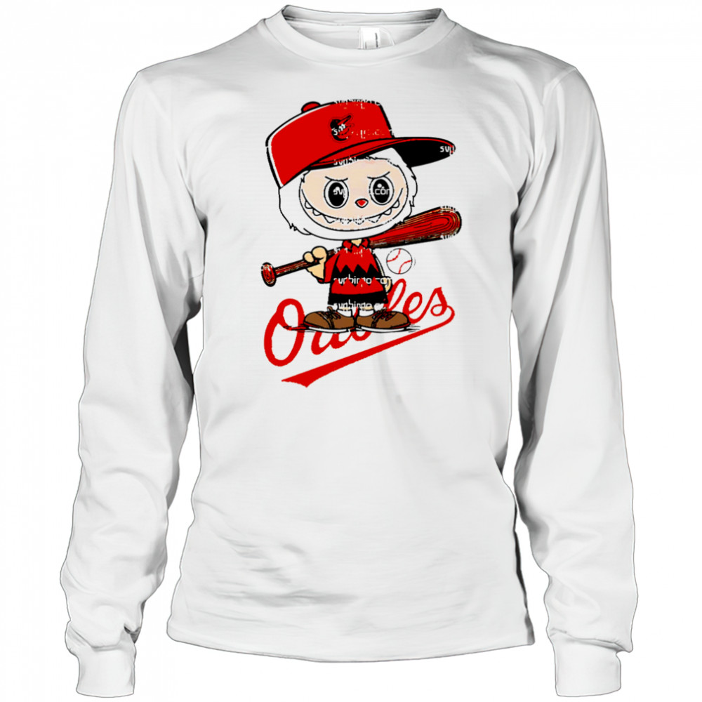 Labubu Charlie Brown Baltimore Orioles shirt Long Sleeved