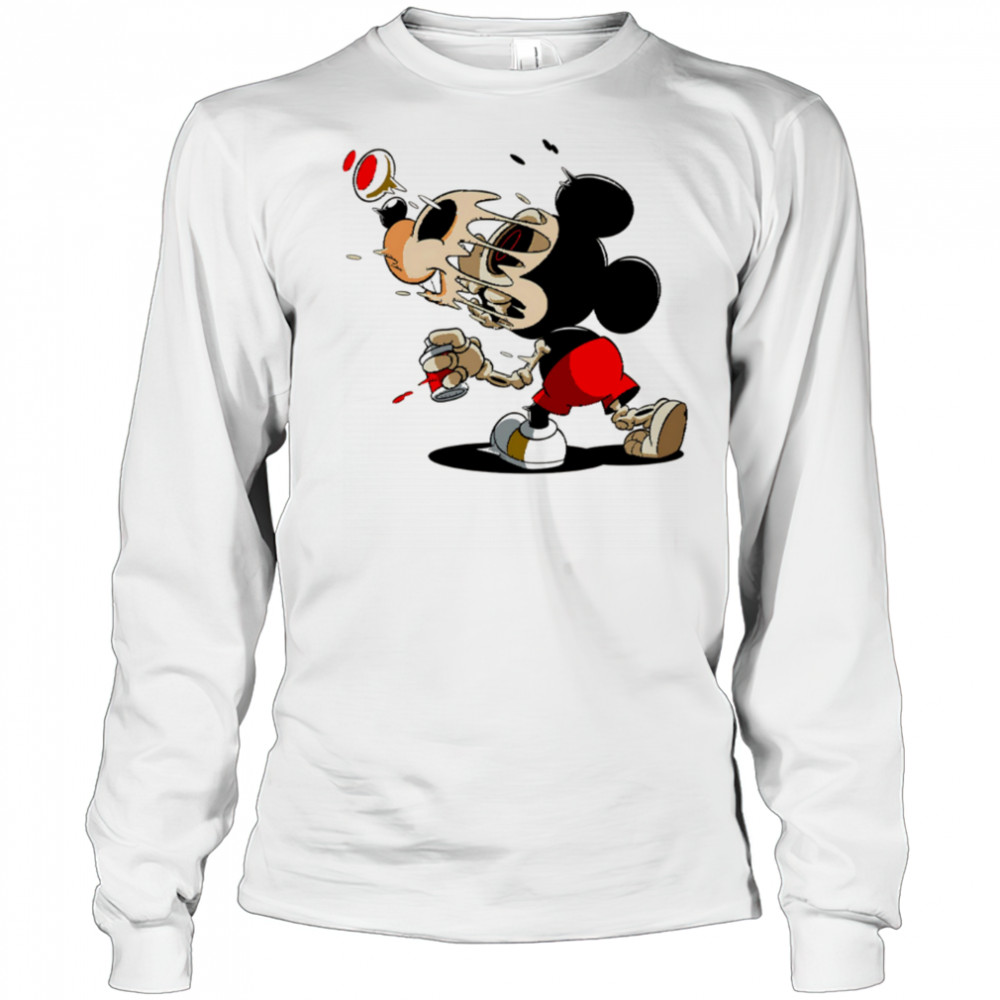Melting Mickey Mouse Skeleton Street Art Cartoon Graphic shirt Long Sleeved
