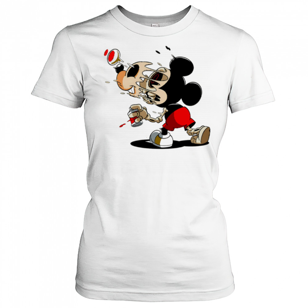 Melting Mickey Mouse Skeleton Street Art Cartoon Graphic shirt Women's T-shirt