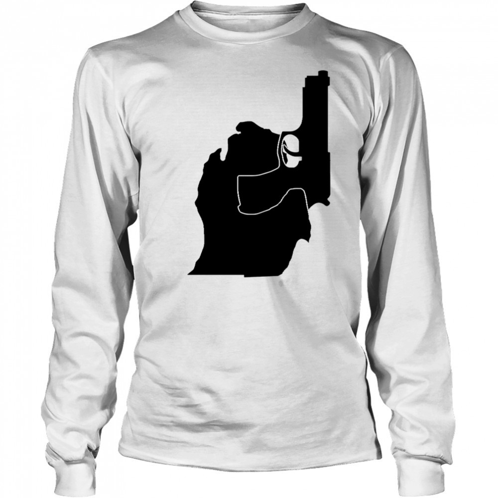 Michigan mitten with gun design shirt Long Sleeved