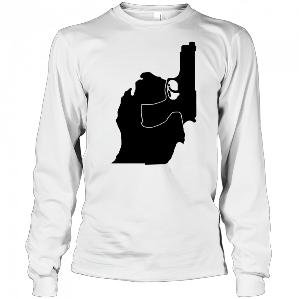 Michigan mitten with gun design shirt Long Sleeved
