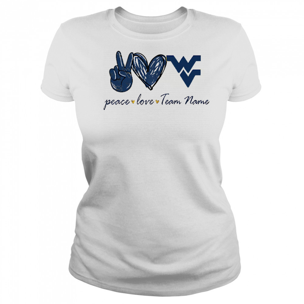 Personalized west Virginia mountaineers peace love shirt Women's T-shirt