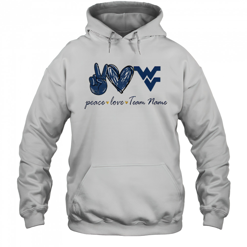 Personalized west Virginia mountaineers peace love shirt Hoodie